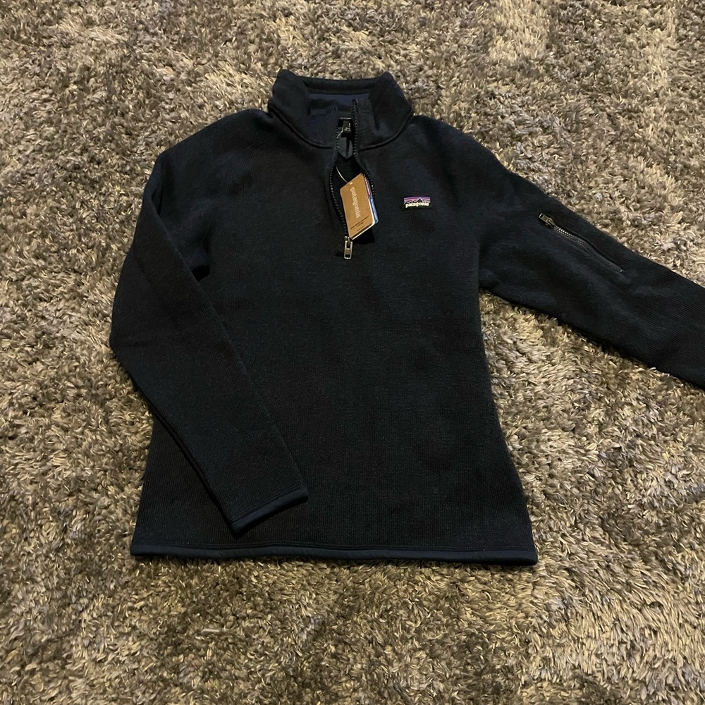 New girls Patagonia better sweater quarter zip in new navy